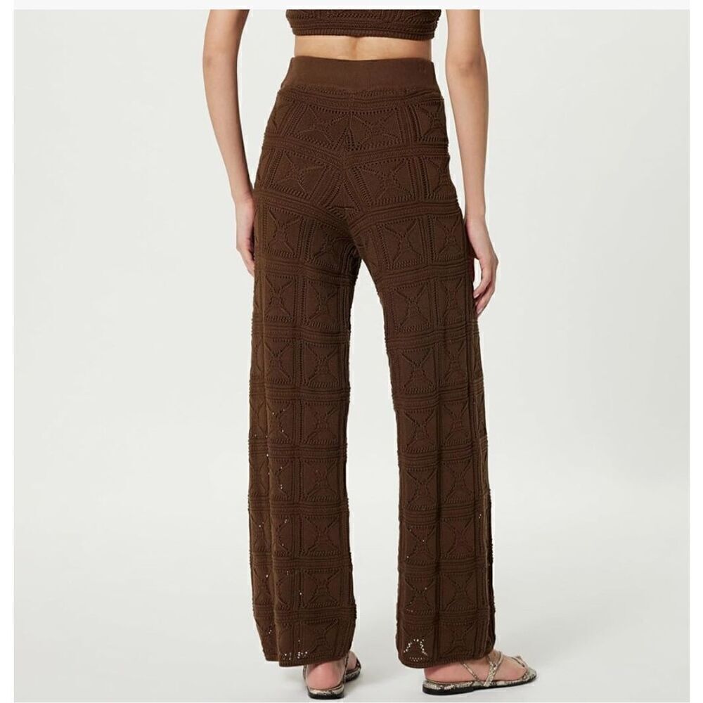 ASTR the label Brown Pull-On Flare-Leg Crochet Pant Beachwear Vacation SZ S NWT - Picture 2 of 6